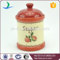 Fruits decal red ceramic canister sets